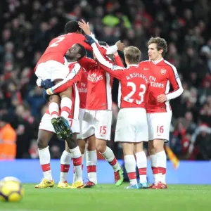 Arsenal Triumph: Abou Diaby, Walcott, Eboue, Ramsey, Arshavin Celebrate 3rd Goal vs. Hull City (3:0)