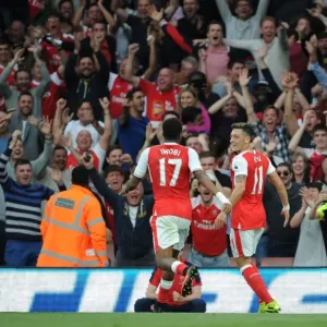 Arsenal Triumph Print - Mesut Ozil and Alex Iwobi Goal Celebration