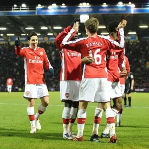 Arsenal Triumph: Ramsey, Nasri, Sagna, Diaby Celebrate 3rd Goal vs. Portsmouth (30/12/2009)