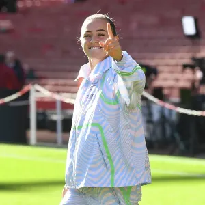 Arsenal v Aston Villa: Katie McCabe's Pitch Inspection at Emirates Stadium (Barclays Women's Super League 2023-24)