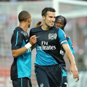 Arsenal: Van Persie and Gibbs Celebrate Goal Against Benfica, 2011 Arsenal: Van Persie and Gibbs Celebrate Goal Against Benfica, 2011