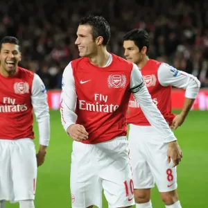 Arsenal: Van Persie and Santos Share a Laugh Before Arsenal v Fulham (2011-12) Arsenal: Van Persie and Santos Share a Laugh Before Arsenal v Fulham (2011-12)