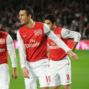 Arsenal: Van Persie and Santos Sharing a Light-Hearted Moment Before Arsenal v Fulham (2011-12) Arsenal: Van Persie and Santos Sharing a Light-Hearted Moment Before Arsenal v Fulham (2011-12)