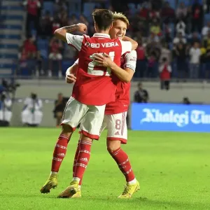 Arsenal vs AC Milan: Martin Odegaard and Fabio Vieira Celebrate Goal at Dubai Super Cup
