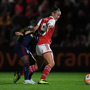 Arsenal vs Ajax: UEFA Women's Champions League Second Qualifying Round First Leg - Caitlin Foord Fouled by Liza van der Most