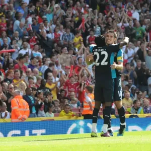 Arsenal vs. Boca Juniors: Robin van Persie and Gervinho Celebrate First Goal - Emirates Cup 2011 (2-2) Arsenal vs. Boca Juniors: Robin van Persie and Gervinho Celebrate First Goal - Emirates Cup 2011 (2-2)