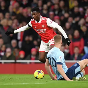 Arsenal vs Brentford: Eddie Nketiah Clashes with Kristoffer Ajer in Premier League Showdown at Emirates Stadium