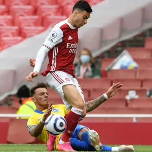 Arsenal vs Brighton: Magalhaes Tackled by White in Intense Premier League Clash (2020-21) Arsenal vs Brighton: Magalhaes Tackled by White in Intense Premier League Clash (2020-21)