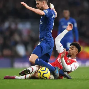 Arsenal vs. Chelsea: Nelson Tackles Jorginho in Intense Premier League Clash (2019-20)