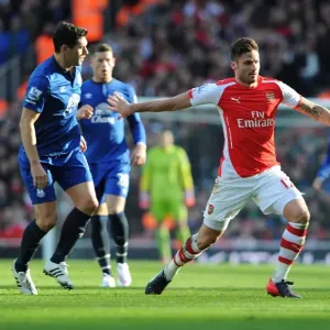 Arsenal vs. Everton: Olivier Giroud vs. Gareth Barry Battle at Emirates Stadium, Premier League 2014-15 Arsenal vs. Everton: Olivier Giroud vs. Gareth Barry Battle at Emirates Stadium, Premier League 2014-15