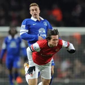 Arsenal vs Everton Print - Tomas Rosicky and Gerard Delofeu in Action