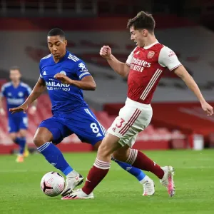 Arsenal vs Leicester City: Tierney vs Tielemans - A Battle at Emirates Amidst Empty Stands (2020-21 Premier League)