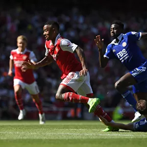 Arsenal vs Leicester: Gabriel Jesus Tackled by Jonny Evans in 2022-23 Premier League Clash