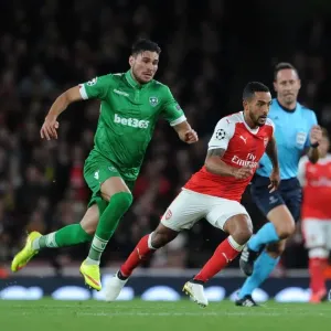 Arsenal vs Ludogorets: Theo Walcott Clashes with Jose Luis Palomino in the 2016-17 UEFA Champions League Arsenal vs Ludogorets: Theo Walcott Clashes with Jose Luis Palomino in the 2016-17 UEFA Champions League