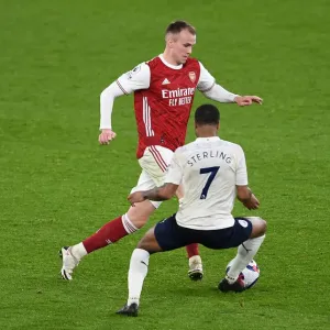 Arsenal vs Manchester City: Rob Holding vs Raheem Sterling in Empty Emirates Stadium - Premier League Clash Amidst Coronavirus Restrictions (2020-21) Arsenal vs Manchester City: Rob Holding vs Raheem Sterling in Empty Emirates Stadium - Premier League Clash Amidst Coronavirus Restrictions (2020-21)