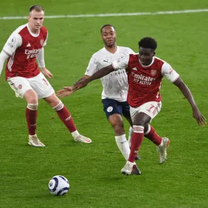 Arsenal vs Manchester City: Bukayo Saka vs Raheem Sterling Clash in Empty Emirates Stadium, Premier League 2020-21 Arsenal vs Manchester City: Bukayo Saka vs Raheem Sterling Clash in Empty Emirates Stadium, Premier League 2020-21