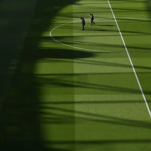 Arsenal vs Manchester City Print, Emirates Stadium Pitch Preparation