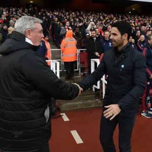 Arsenal vs Newcastle: Mikel Arteta and Steve Bruce Pre-Match Handshake - Premier League 2019-20 Arsenal vs Newcastle: Mikel Arteta and Steve Bruce Pre-Match Handshake - Premier League 2019-20