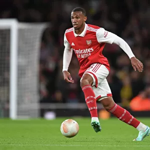 Arsenal vs PSV Eindhoven: Gabriel Magalhaes in Europa League Action at Emirates Stadium (2022-23)