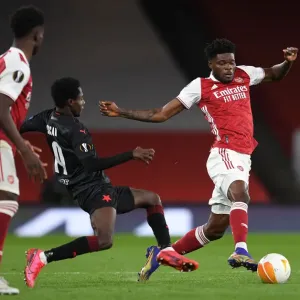Arsenal vs Slavia Prague: Thomas Partey Clashes in UEFA Europa League Quarterfinal Amid Empty Stands