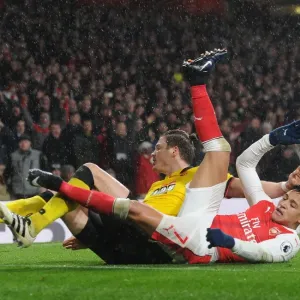 Arsenal vs. Watford: Alexis Sanchez Fouled by Sebastian Prodl during Premier League Clash