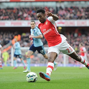 Arsenal vs West Ham United: Danny Welbeck in Action at the Emirates Stadium, Premier League 2014-2015
