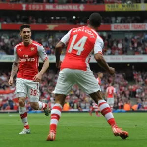 Arsenal: Walcott and Bellerin Celebrate Goal Against West Brom (2014-15) Arsenal: Walcott and Bellerin Celebrate Goal Against West Brom (2014-15)