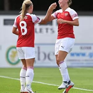 Arsenal Women: Beth Mead and Jordan Nobbs Celebrate Goals Against West Ham United Women
