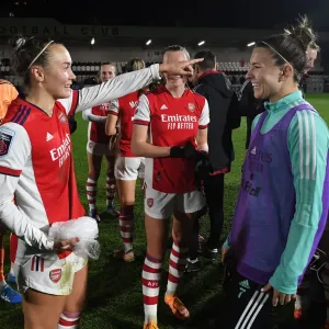 Arsenal Women Celebrate FA Cup Quarterfinal Victory: Caitlin Foord and Steph Catley Rejoice after Defeating Coventry United Arsenal Women Celebrate FA Cup Quarterfinal Victory: Caitlin Foord and Steph Catley Rejoice after Defeating Coventry United
