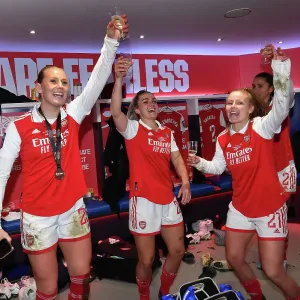 Arsenal Women Celebrate FA WSL Cup Final Victory over Chelsea