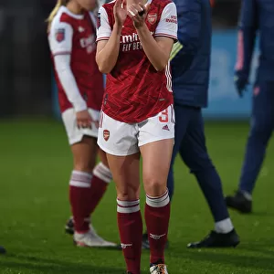 Arsenal Women Celebrate FA WSL Victory: Lotte Wubben-Moy Honors Supporters