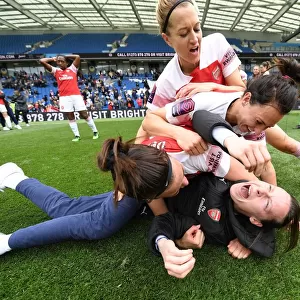 Arsenal Women Celebrate FA WSL Victory over Brighton & Hove Albion: Peyraud-Magnin, Veje, Schnaderbeck, Arnth