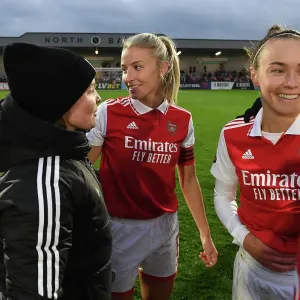 Arsenal Women Celebrate FA WSL Victory: Leah Williamson, Kim Little, and Caitlin Foord Rejoice Arsenal Women Celebrate FA WSL Victory: Leah Williamson, Kim Little, and Caitlin Foord Rejoice