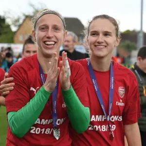 Arsenal Women Celebrate with Fans: Van Veenendaal and Miedema (WSL)