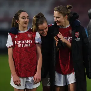 Arsenal Women Celebrate Victory Over Birmingham City Women in FA WSL Match