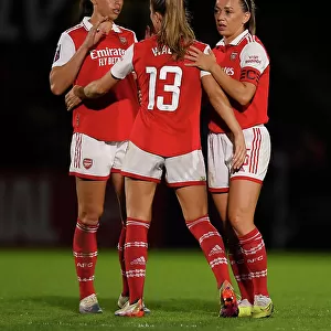 Arsenal Women Celebrate Victory Over Leicester City in FA Women's Super League