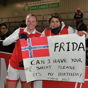 Arsenal Women Celebrate Victory Over Liverpool in FA Women's Super League: Frida Maanum Amid Cheering Fans