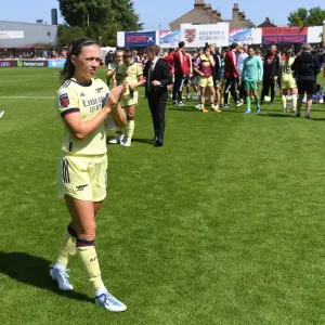 Arsenal Women Celebrate Victory Over West Ham United Women in FA WSL Showdown