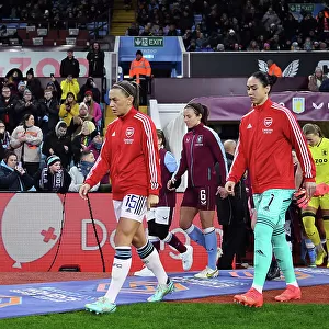 Arsenal Women Face Aston Villa: Pre-Match Moment between Katie McCabe and Manuela Zinsberger