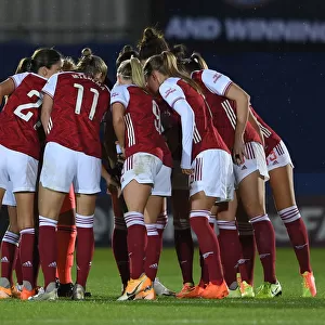 Arsenal Women Huddle Before Continental Cup Clash Against Chelsea Women