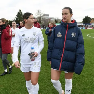 Arsenal Women: Kyra Cooney-Cross and Lotte Wubben-Moy Embrace Victory After FA Cup Match Arsenal Women: Kyra Cooney-Cross and Lotte Wubben-Moy Embrace Victory After FA Cup Match