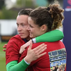 Arsenal Women: Pauline Peyraud-Magnin and Dominique Bloodworth in Post-Match Emotion (Arsenal vs Manchester City WSL, 2019)