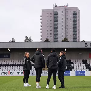 Arsenal Women: Pre-Match Inspection at Meadow Park Ahead of Arsenal vs. Reading (FA Women's Super League, 2022-23)