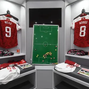 Arsenal Women Prepare for Aston Villa Clash in Empty Meadow Park Dressing Room Arsenal Women Prepare for Aston Villa Clash in Empty Meadow Park Dressing Room