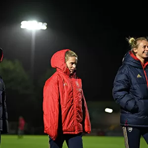 Arsenal Women Prepare for Conti Cup Match: Sabrina D'Angelo, Cloe Lacasse, and Amanda Ilestedt Scrutinize Meadow Park's Field