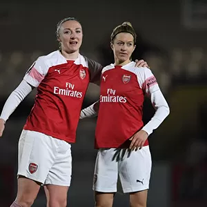 Arsenal Women: Quinn and Arnth Embrace Post-Match at FA WSL Continental Tyres Cup