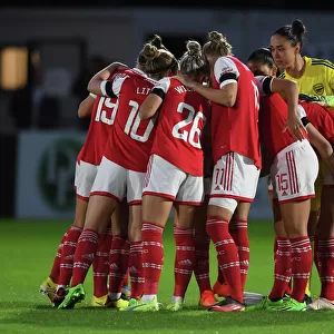 Arsenal Women Unite: Pre-Match Huddle Against Brighton in FA WSL