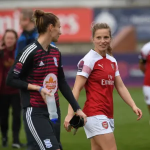 Arsenal Women vs Birmingham City Ladies: Tabea Kemme and Ann-Katrin Berger Share a Moment After the Match Arsenal Women vs Birmingham City Ladies: Tabea Kemme and Ann-Katrin Berger Share a Moment After the Match