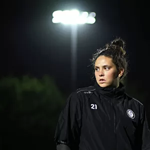 Arsenal Women vs. Bristol City Women: Kaylan Marckese's Pre-Match Inspection at Conti Cup 2023-24 - Loanee Player Checks Out Arsenal's Meadow Park Pitch
