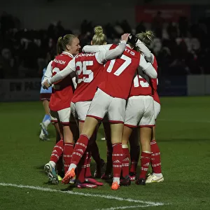 Arsenal Women vs Manchester City Women: Celebrating a Goal in the FA WSL Continental Tyres League Cup Semi-Final
